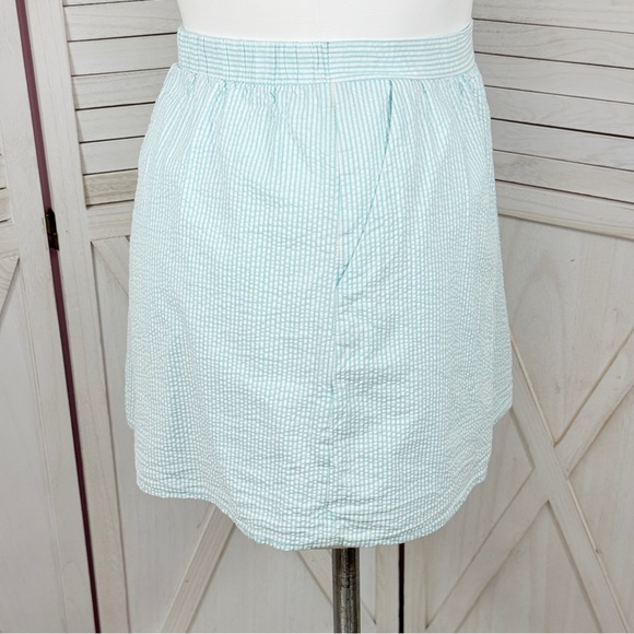Lilly Pulitzer Mimosa Seersucker‎ Striped Mini Skirt Aqua Teal Blue White XL - Picture 4 of 13